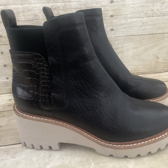 Dolce Vita Boots Haddie Chelsea 6 Black Suede Leather Chunky Y2K Retro Platform - Picture 3 of 6